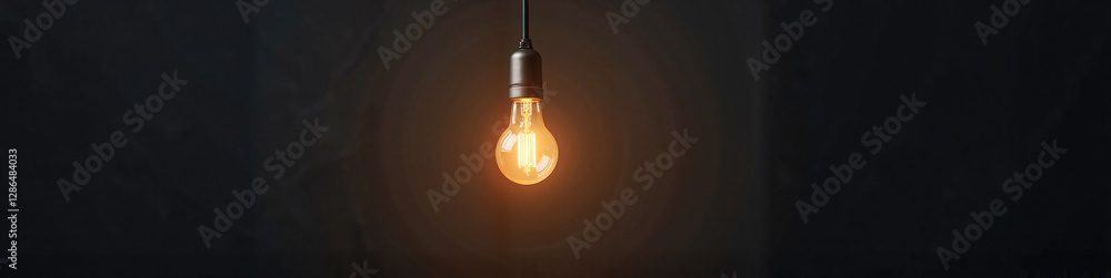 Poster linkedin background with a glowing lightbulb against a dark gradient background, symbolizing creativ