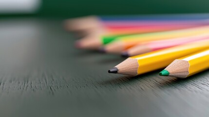 Colored Pencils on Dark Wood Surface