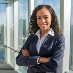 Business Portrait of a Confident African-American Woman in a Modern Office