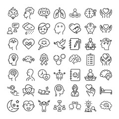 Fototapeta premium Mental Health Wellness Icons Mind, Body, and Soul Care