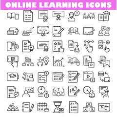 Online Learning Icons Education, Elearning, Courses, Study, Knowledge