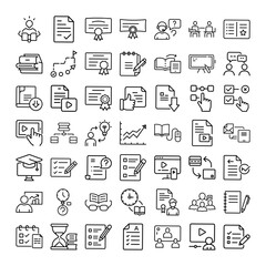 Online Education Icons Learning, Courses, Certification, Elearning, Documents