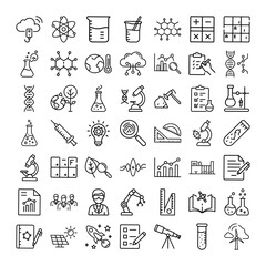 Science, Technology, Research, Experiment, Innovation, Lab, Icons, Chemistry, Biology, Physics