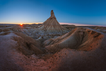Sunset over the iconic Castildetierra (Bardenas Reales - Spain)