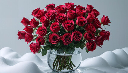 Ein Strauss Rosen in einer Glasvase