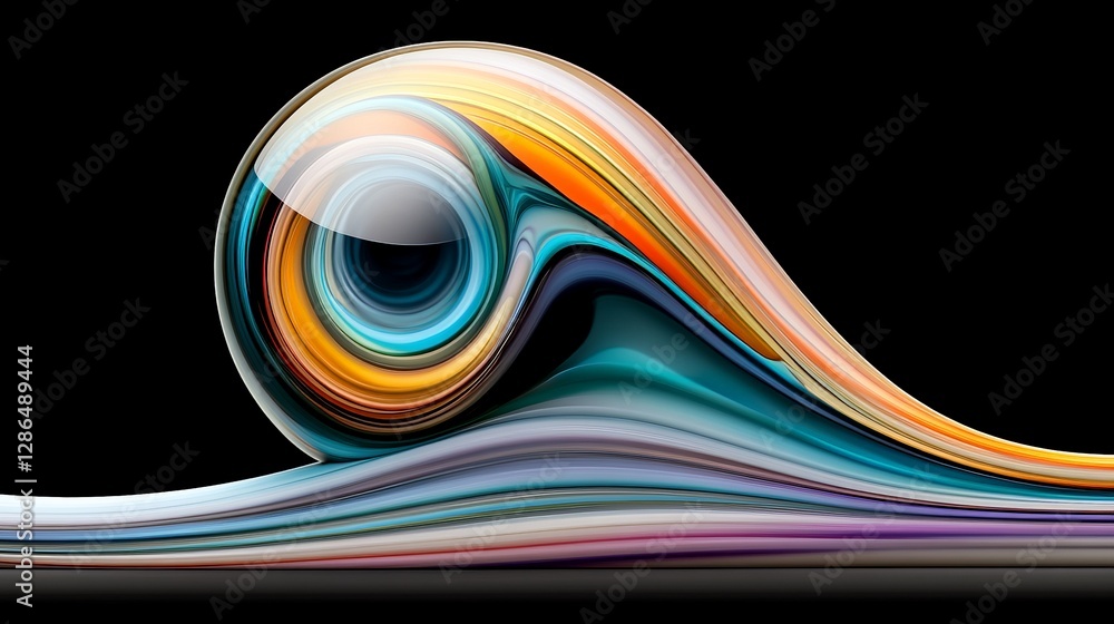 Aufkleber colorful abstract wave design with smooth flowing lines and shapes