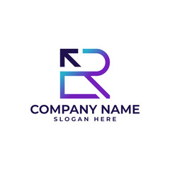 Unique R lettermark with an integrated arrow pointing upwards, symbolizing growth, progress, or forward direction. Ideal for financial institutions, tech startups, or ambitious brands. Vector.