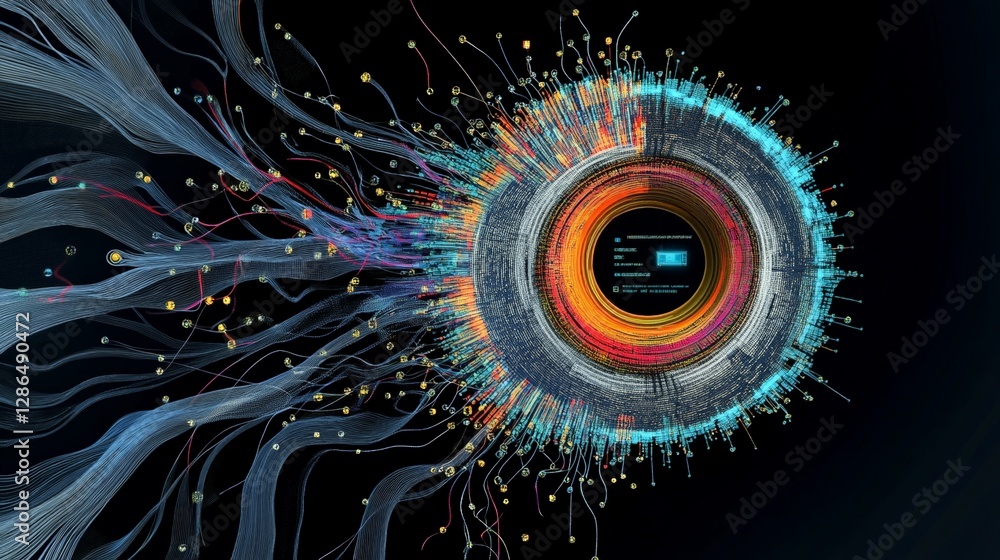 Poster abstract digital art of colorful data visualization concept
