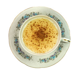 cup of salep with cinnamon powder on the transparent background - salep