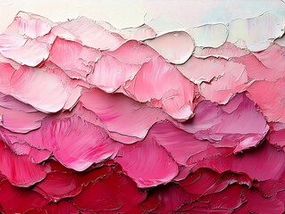 Obraz premium Pink Impasto Mountain Landscape Soft Light. AI Generated