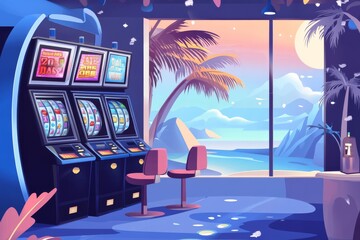 slot machine in the casino. Jackpot illustration