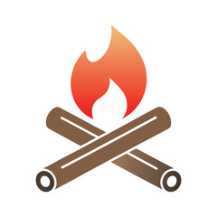 Outdoor Adventure Logo with Fire and Logs.