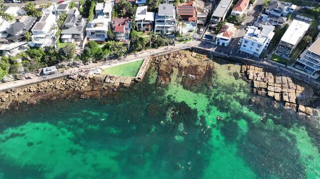 Fairy Bower Sea Pool Sydney Australia Nature Aerial Footage 4K