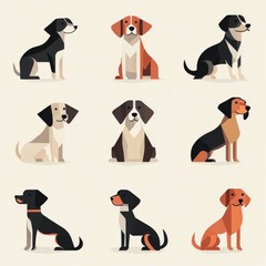 Obraz premium vector style illustrations flat dog set