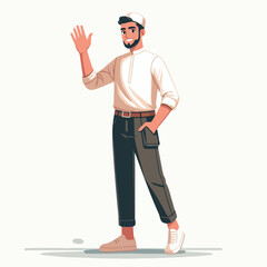 vector muslim say hello