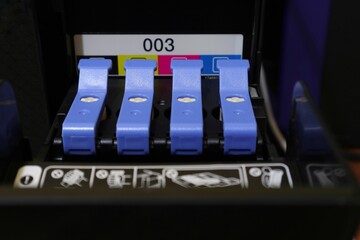 Close-up of Printer Ink Cartridges Ready for Installation