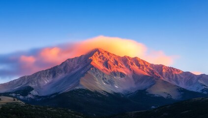 Mountain peak sunset clouds landscape scenic