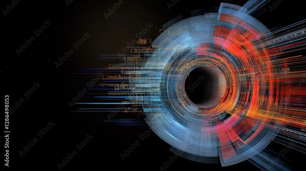 Aufkleber abstract circular digital design with colorful light effects
