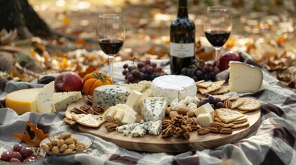 Naklejka premium Cheese Platter For A Picnic