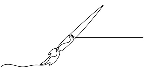 Paintbrush continuous one line drawing vector illustration, Paint brushes continuous one line drawing. Isolated on white background vector illustration, Continuous one line drawing Brush and painting.