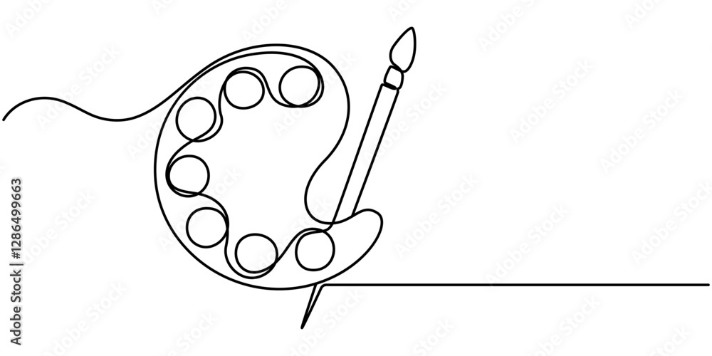 Aufkleber one continuous line drawing of art class icon. single line vector illustration, continuous one line 