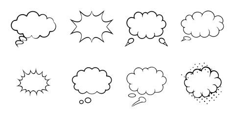 Hand-Drawn Grunge Speech Bubbles: Charcoal Chalk Doodle Vector Set

