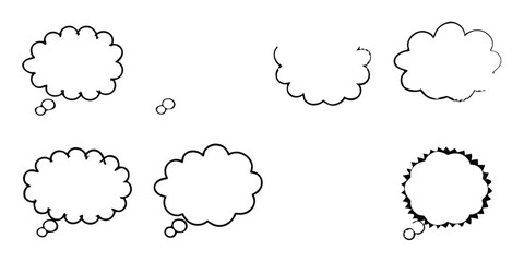 Hand-Drawn Grunge Speech Bubbles: Charcoal Chalk Doodle Vector Set

