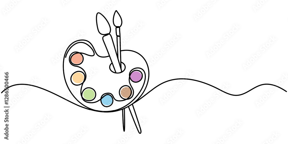 Fototapete one continuous line drawing of art class icon. single line vector illustration, continuous one line 
