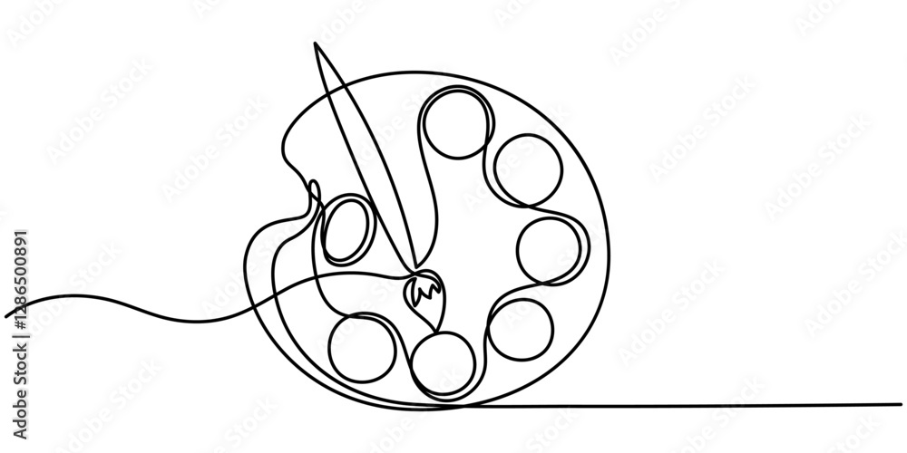 Aufkleber one continuous line drawing of art class icon. single line vector illustration, continuous one line 