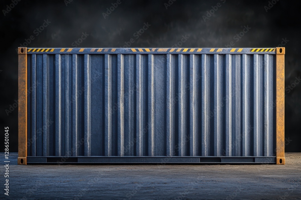Poster a detailed close-up of a container set against a stark black background, highlighting its texture an