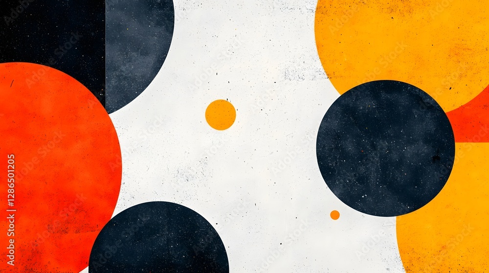 Poster expressive modern graphic art composition with vibrant colorful abstract shapes and patterns