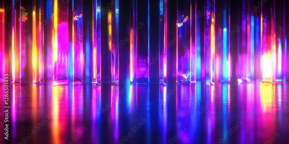 Poster a vibrant display of brilliant lights creating an enchanting atmosphere in a captivating light show.