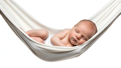 Peaceful Baby Resting in White Hammock: Serene and Comfortable Moment Captured
