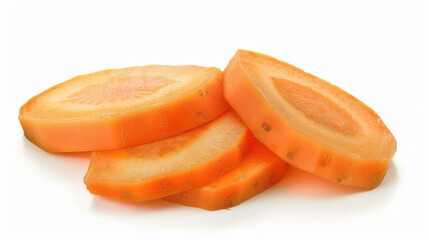 sliced carrot isolated on white background