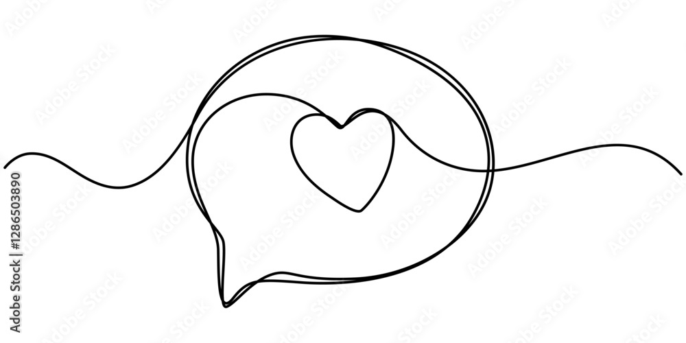 Poster four speech bubble one line style illustration, single line drawing of speech bubbles. simple contin