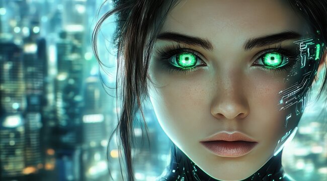 Futuristic Cyberpunk Beauty with High-Tech Augmented Vision