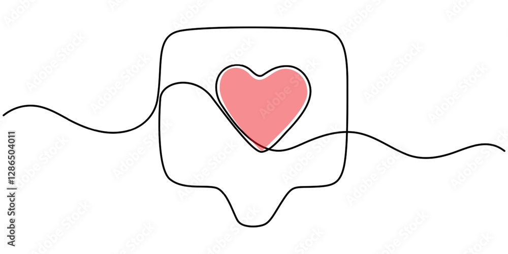 Poster four speech bubble one line style illustration, single line drawing of speech bubbles. simple contin