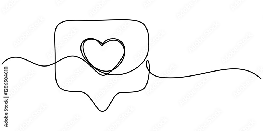 Poster four speech bubble one line style illustration, single line drawing of speech bubbles. simple contin
