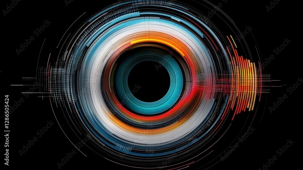 Poster abstract circular digital design with colorful motion effects