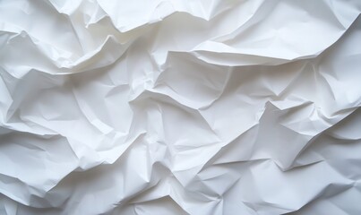 Fototapeta premium Wrinkled white paper texture background, studio shot