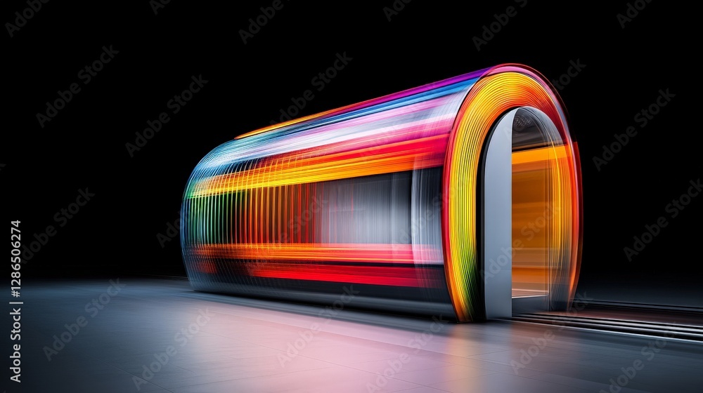 Poster abstract light tunnel with dynamic colors and futuristic design