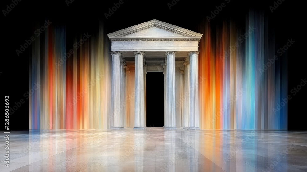 Poster abstract architectural structure with colorful light background