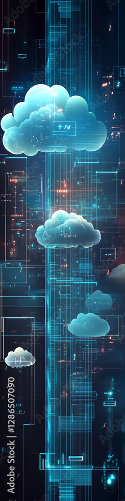Poster cloud computing digital information and cyberspace background
