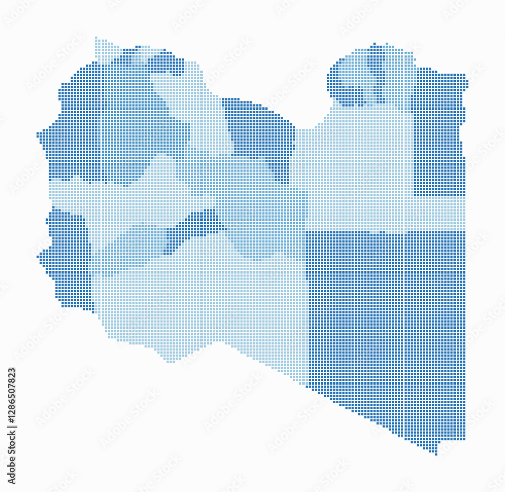 Poster libya dotted map. digital style map of the country on white background. libya shape with square dots