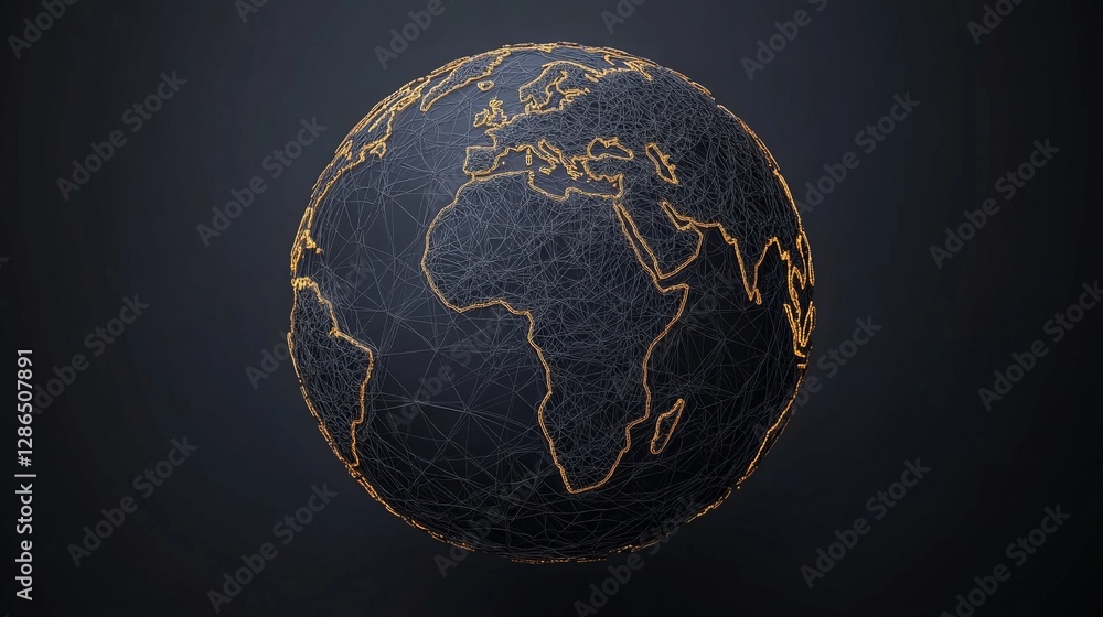 Poster abstract globe network with glowing lines representing connectivity