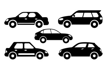 car icon set silhouette vector