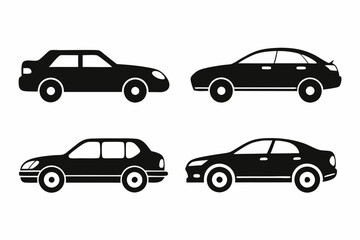 car icon set silhouette vector