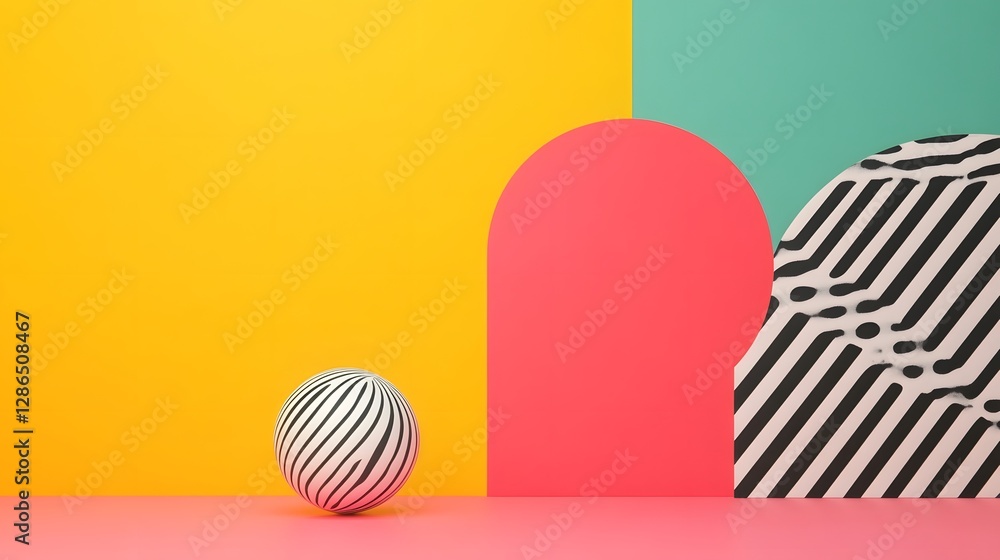 Poster vibrant and bold minimal marketing visuals with geometric shapes and patterns