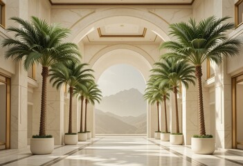 Elegant Modern Tropical Architecture Palm Trees Mountain View - Luxury Resort Marketing Image Vacation Destinations