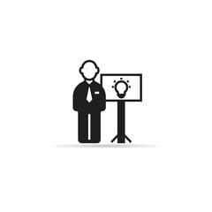 business presenting light bulb icon with shadow on white background